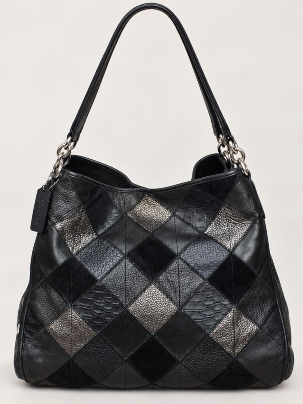 Coach Phoebe Patchwork Leather Shoulder Bag F55535 Black
